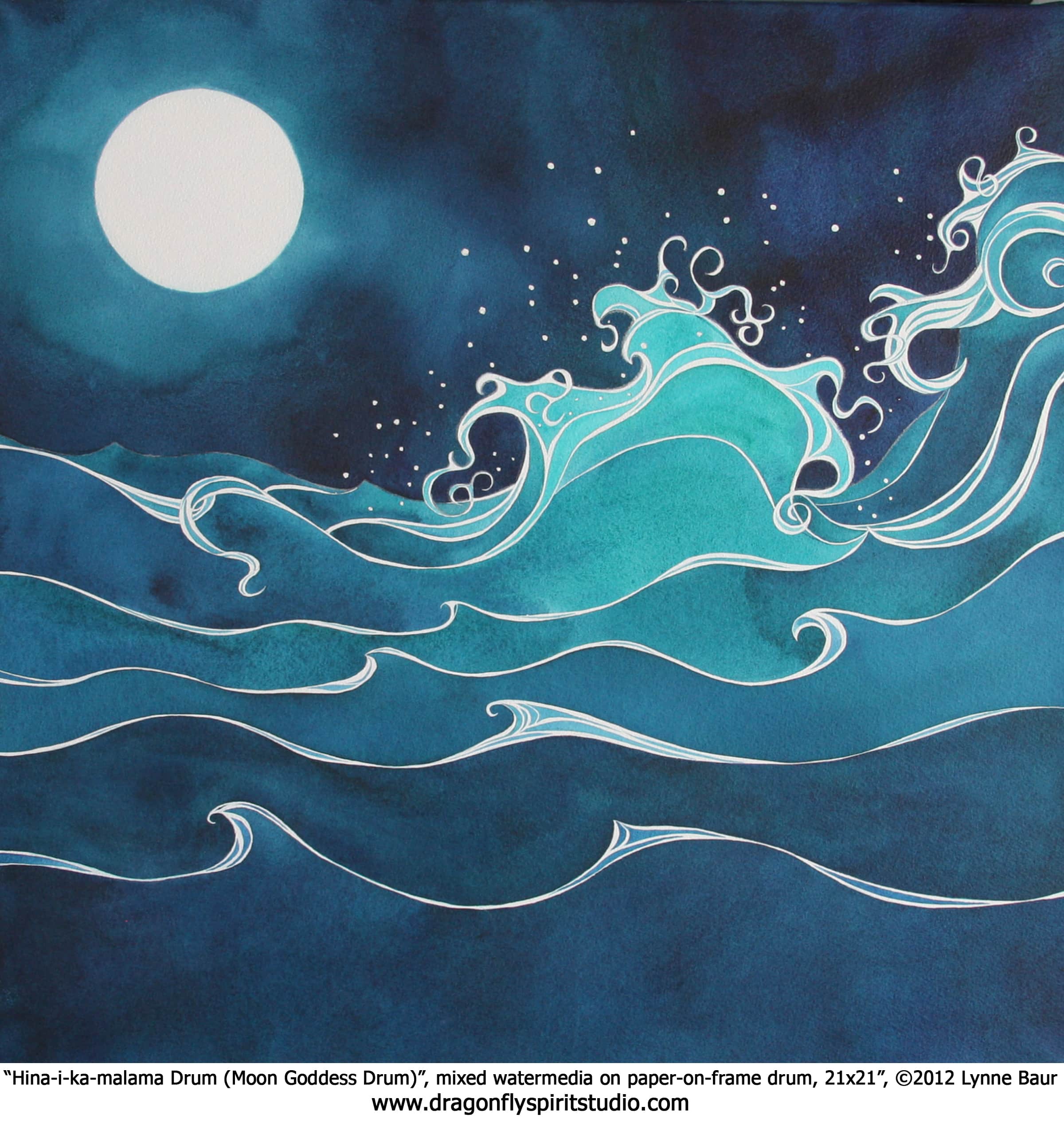 Hina-i-ka-malama Drum (Moon Goddess Drum) - Dragonfly Spirit Studio