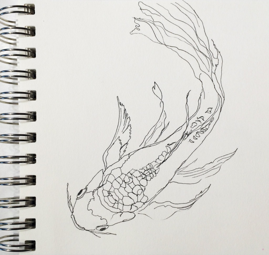 A line drawing of a fish.