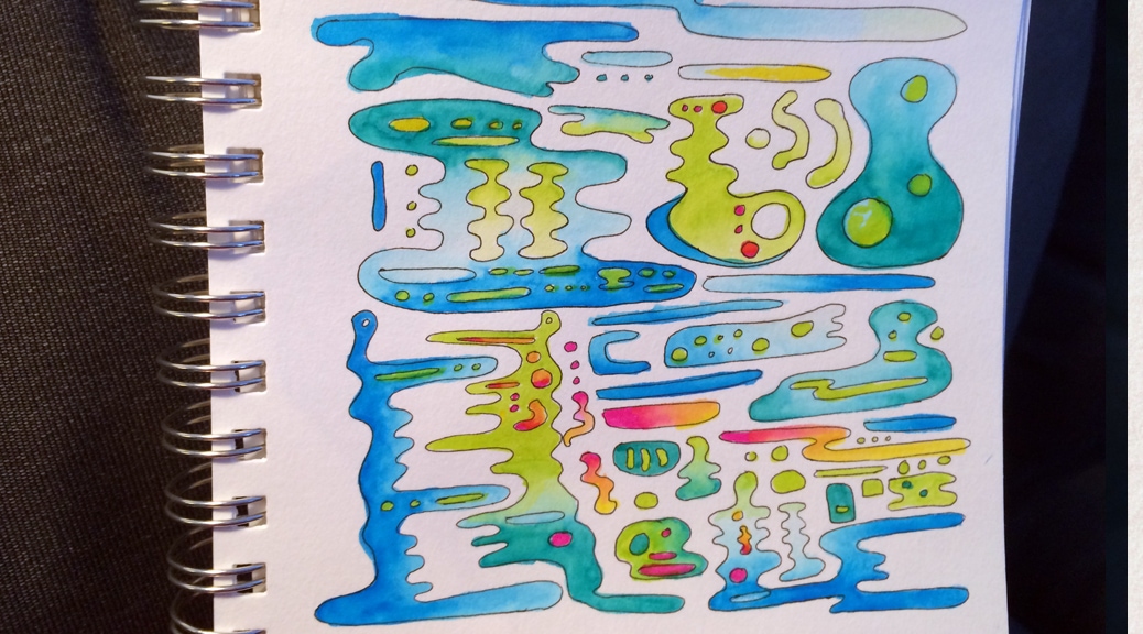A doodle expressing the sound of a classical guitar piece.